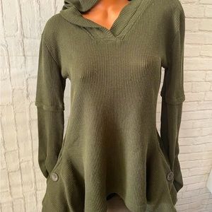 Womens Assymetrical Pocket Waffle Hoodie Sweater Sz M NWOT!